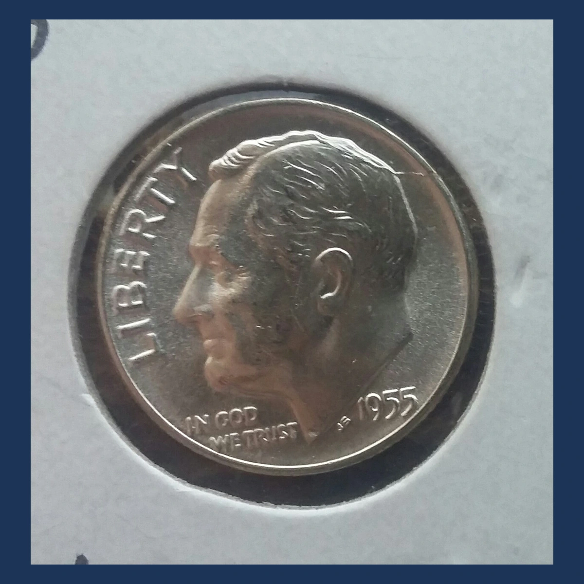 1955 Roosevelt Dime: Die Crack / Horned Head
