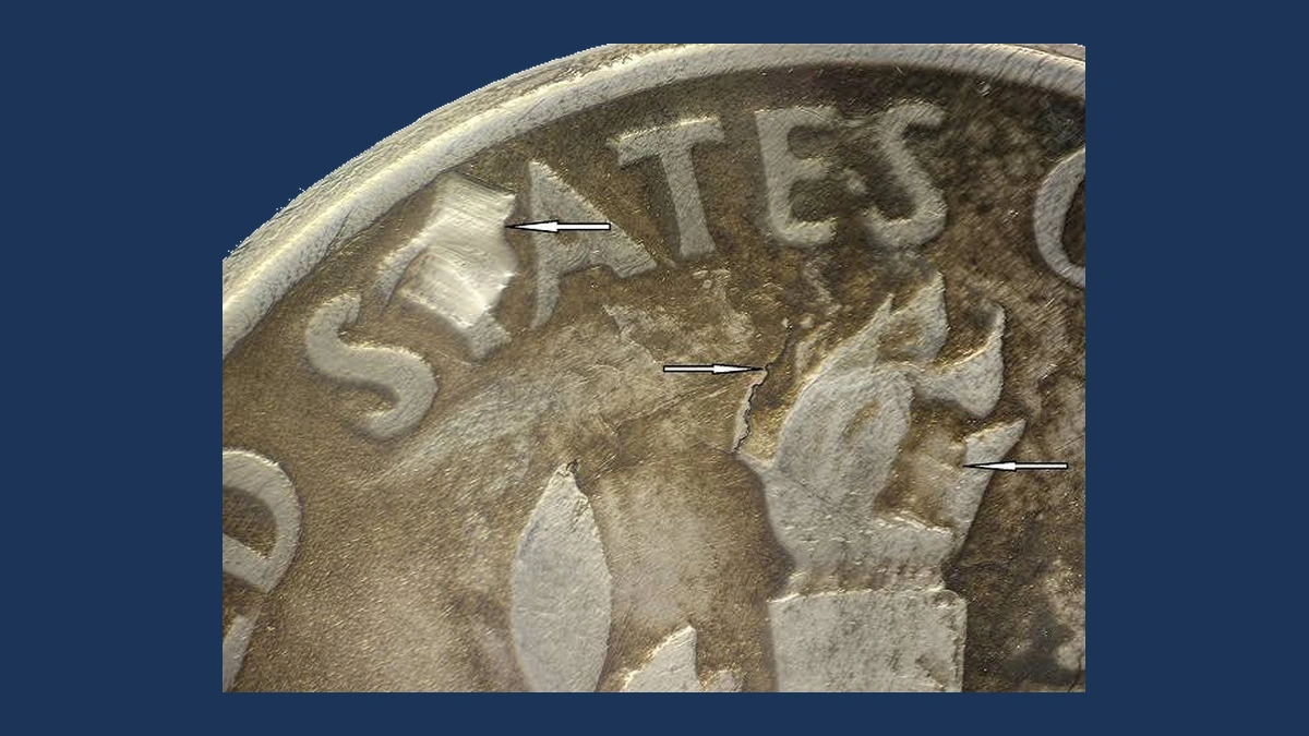 1954 Roosevelt Dime: Lamination
