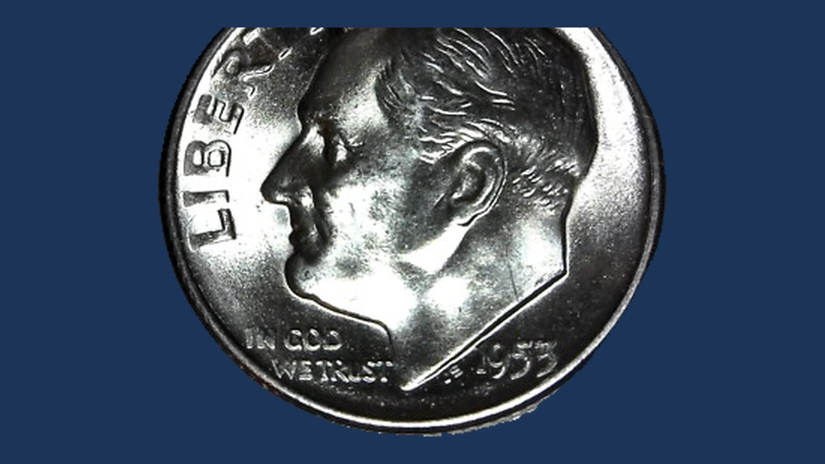 1953 Roosevelt Dime: Struck Through