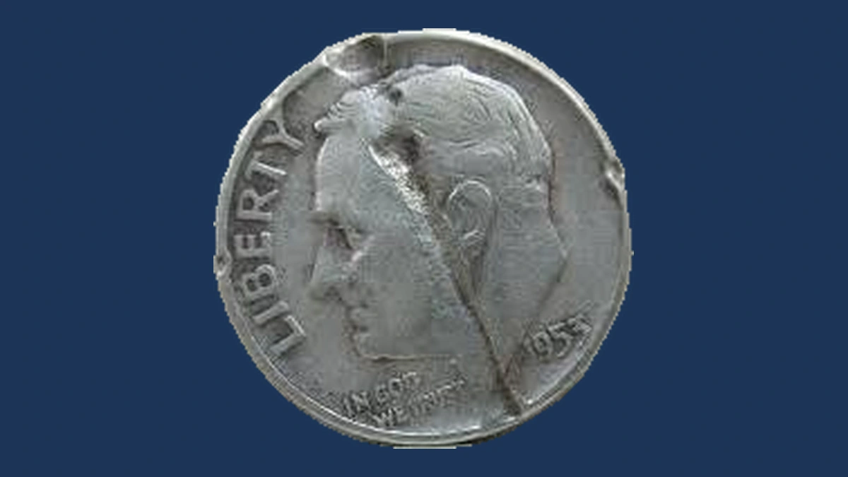 1953 Roosevelt Dime: Lamination