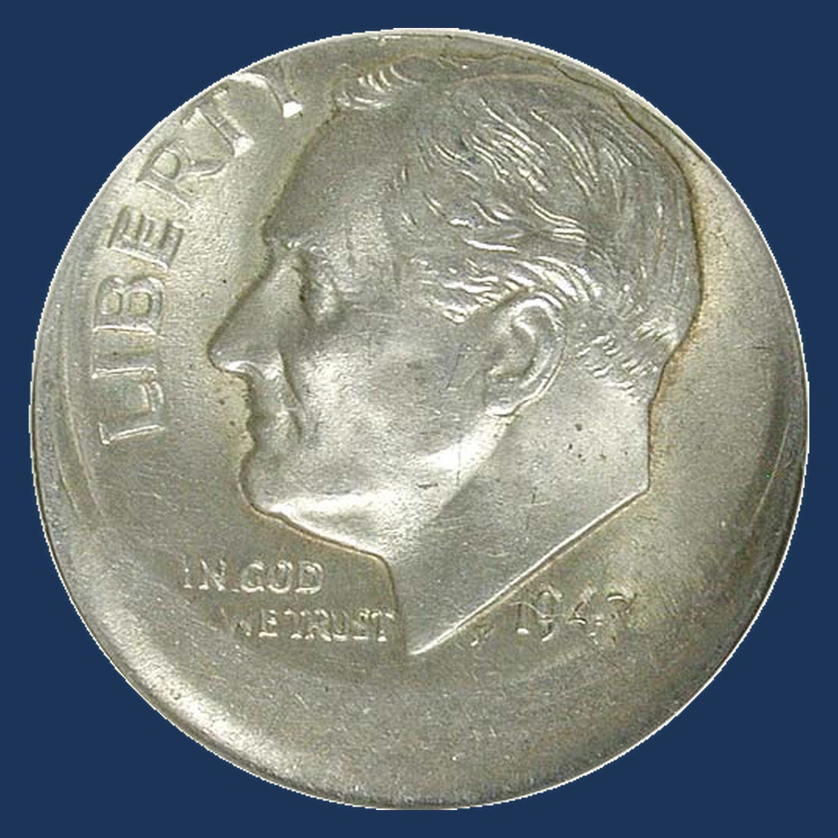 1947 Roosevelt Dime: Off-Center Strike