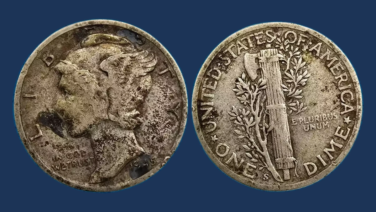 1945 Mercury Dime: lamination