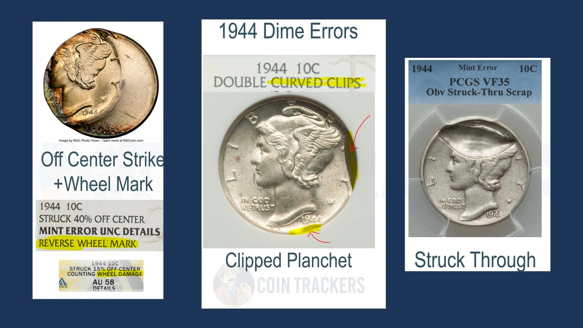 1944 Mercury Dime: Clipped Planchet