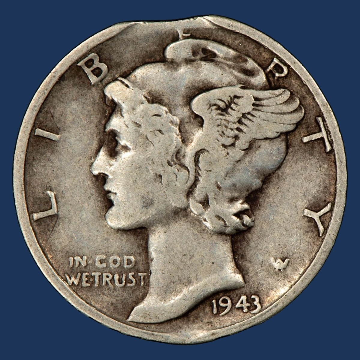 1943 Mercury Dime: Clipped Planchet