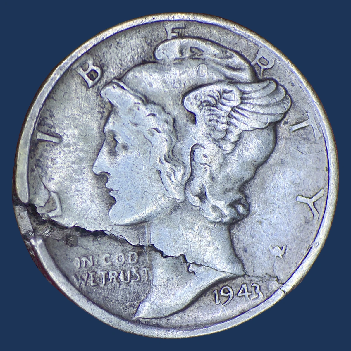 1943 Mercury Dime: Lamination / Split Planchet