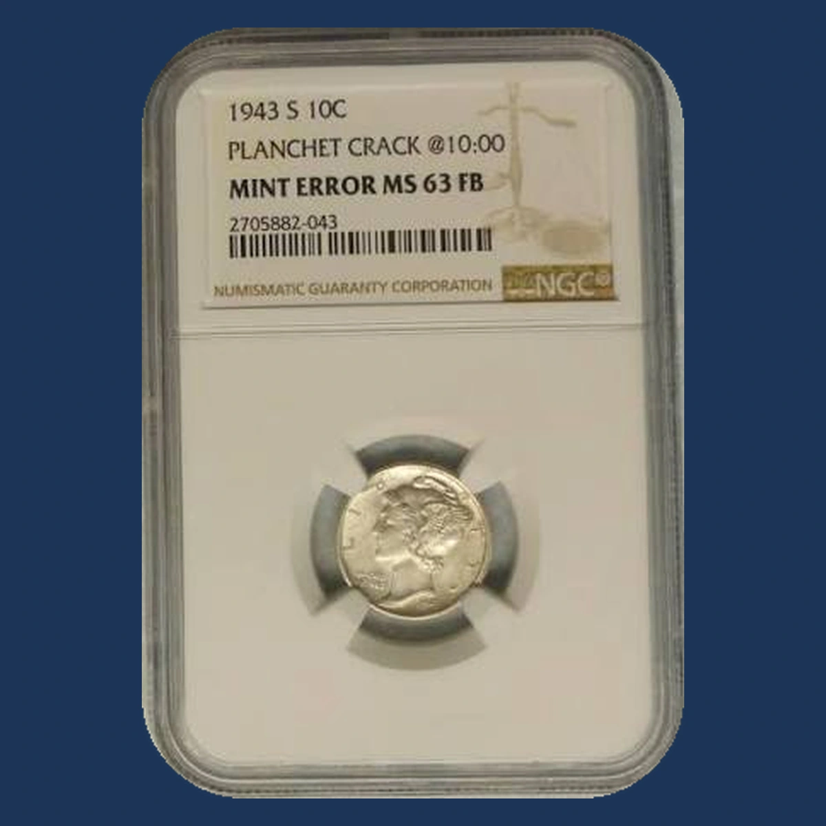 1943 Mercury Dime: Planchet Crack