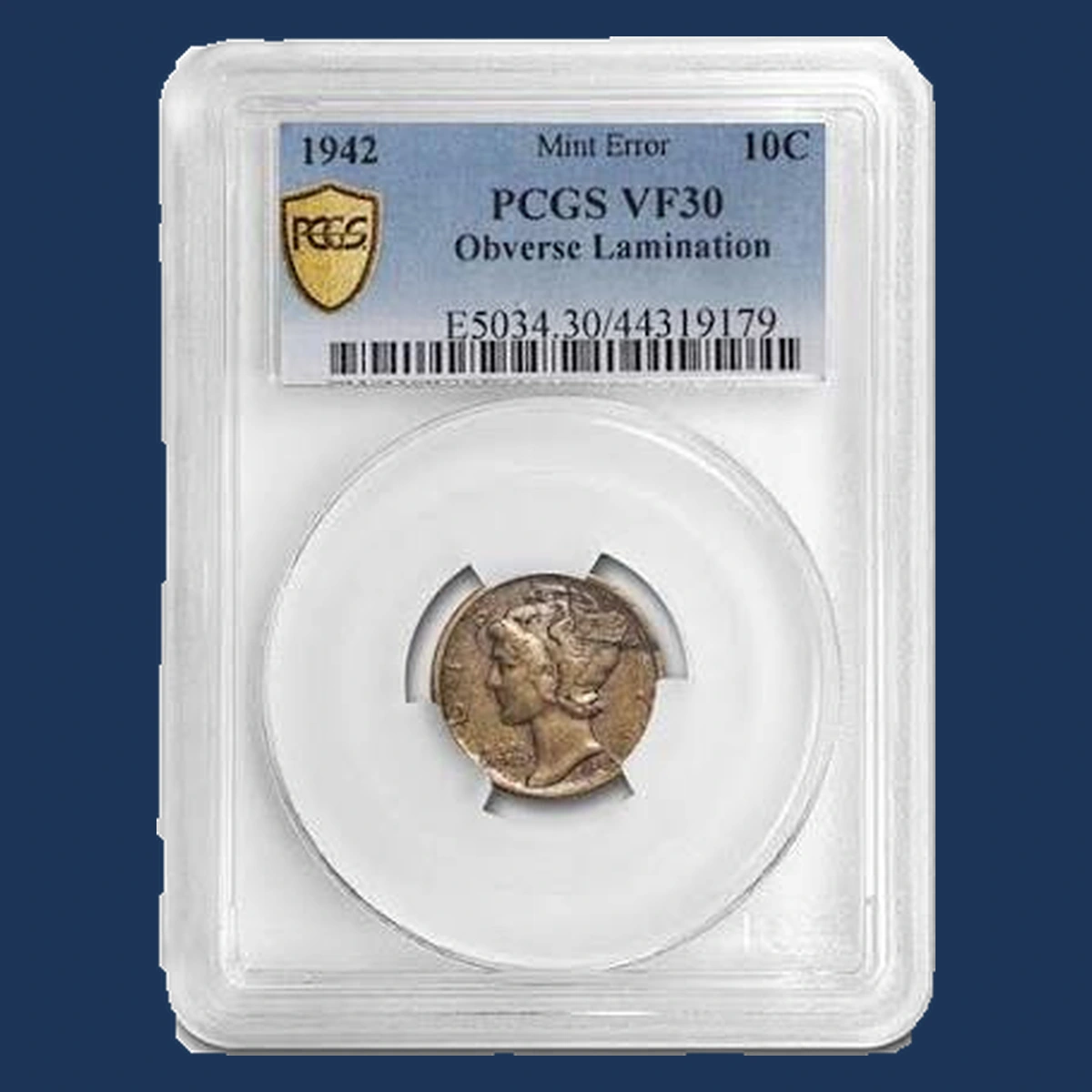 1942 Mercury Dime: obverse lamination
