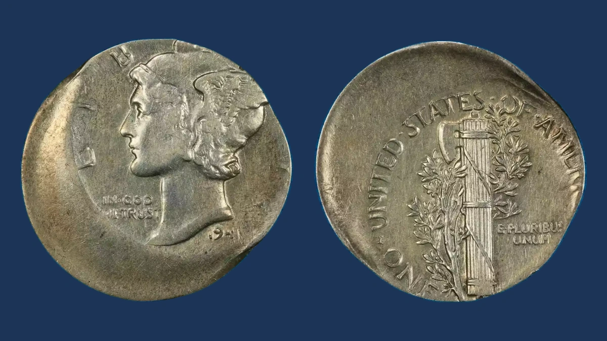 1941 Mercury Dime: Off-Center Strike
