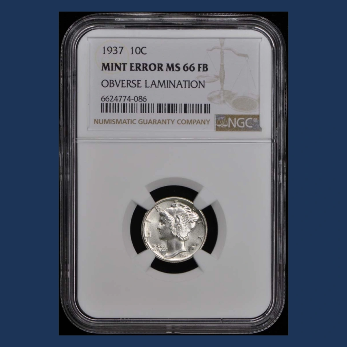 1937 Mercury Dime: Lamination
