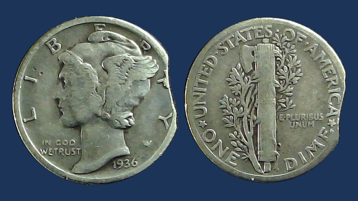 1936 Mercury Dime: Clipped Planchet