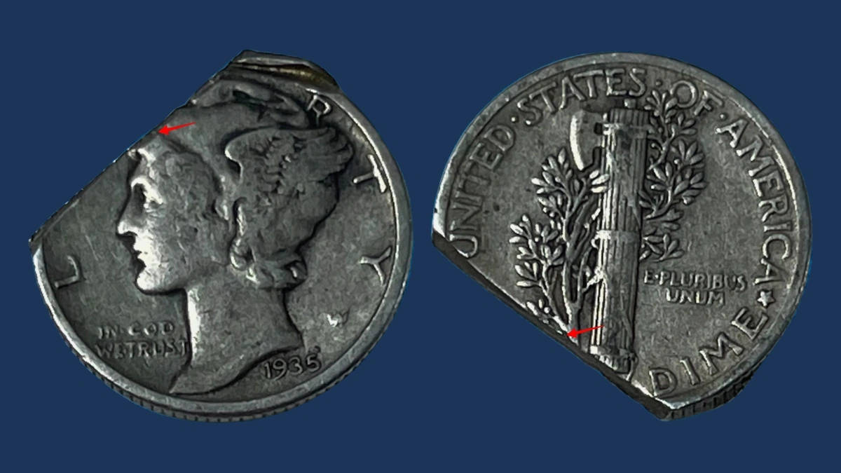 1935 Mercury Dime: Clipped Planchet