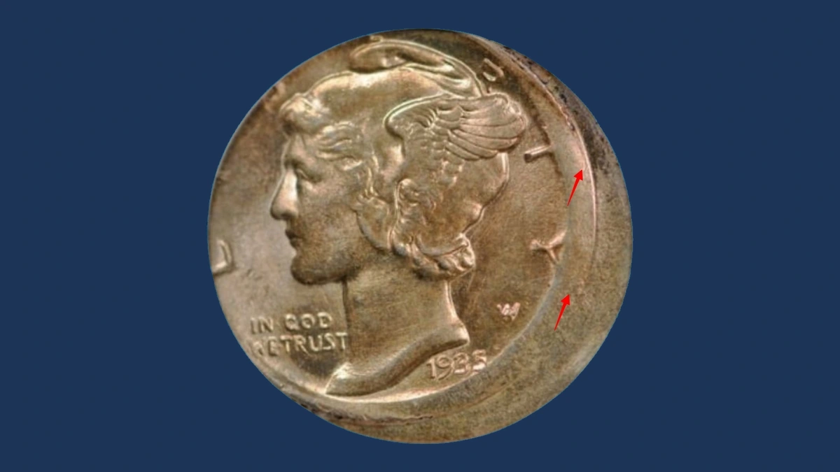 1935 Mercury Dime: Off-Center Strike