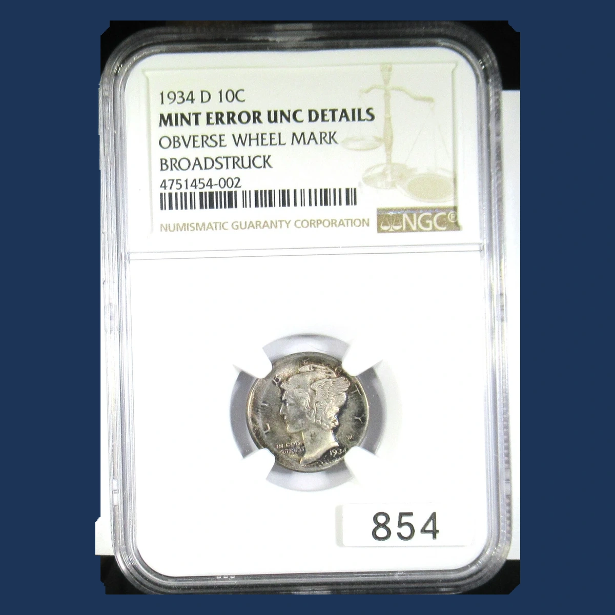 1934 Mercury Dime: Broadstrike