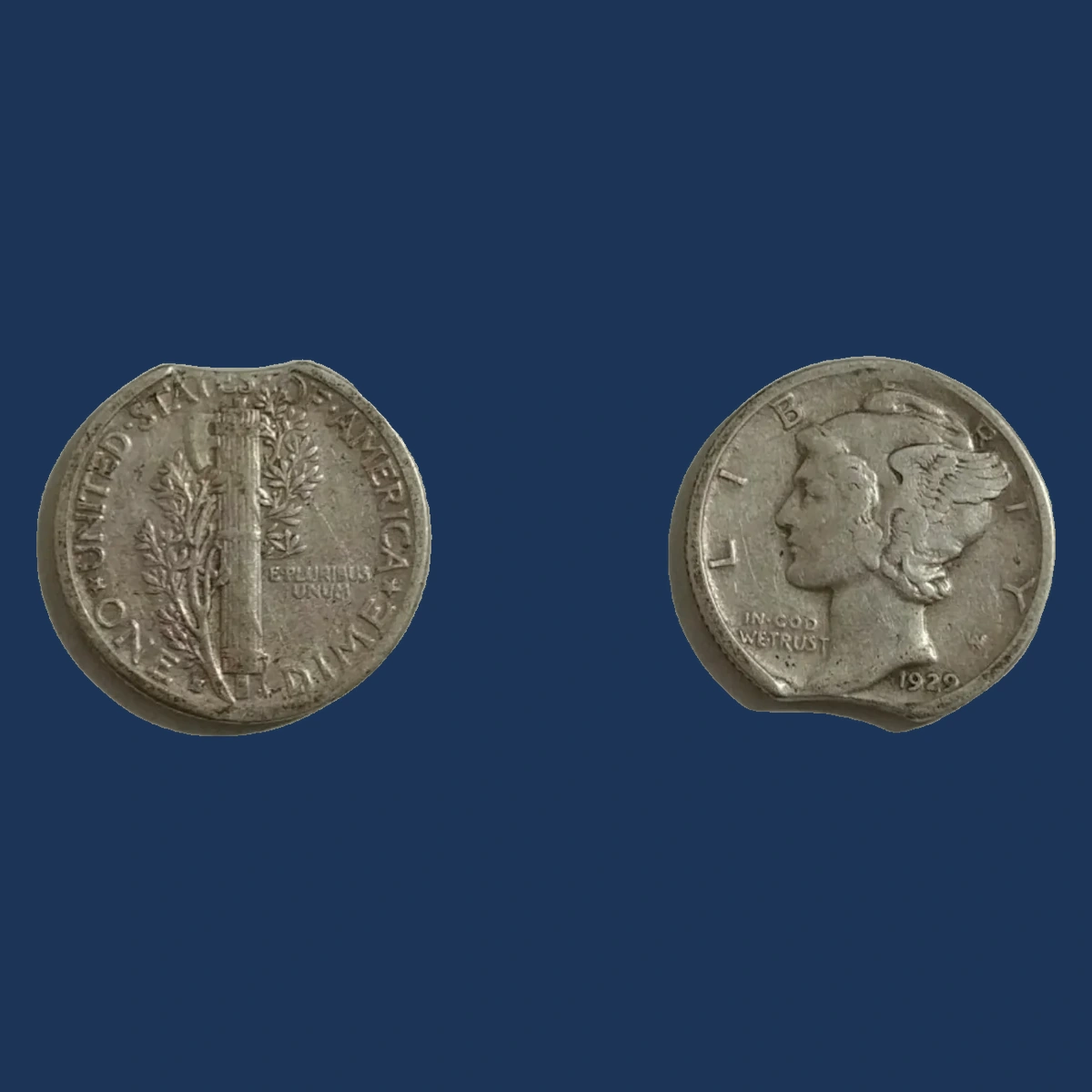 1929 Mercury Dime: Clipped Planchet