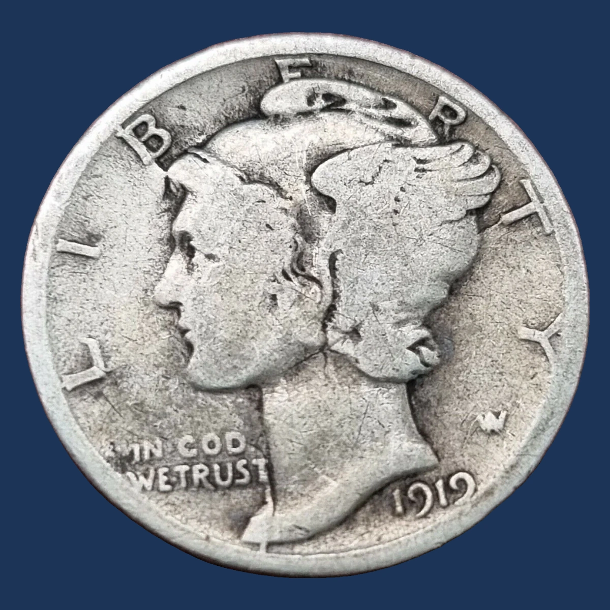 1919 Mercury Dime: Die Crack / Spiked Head