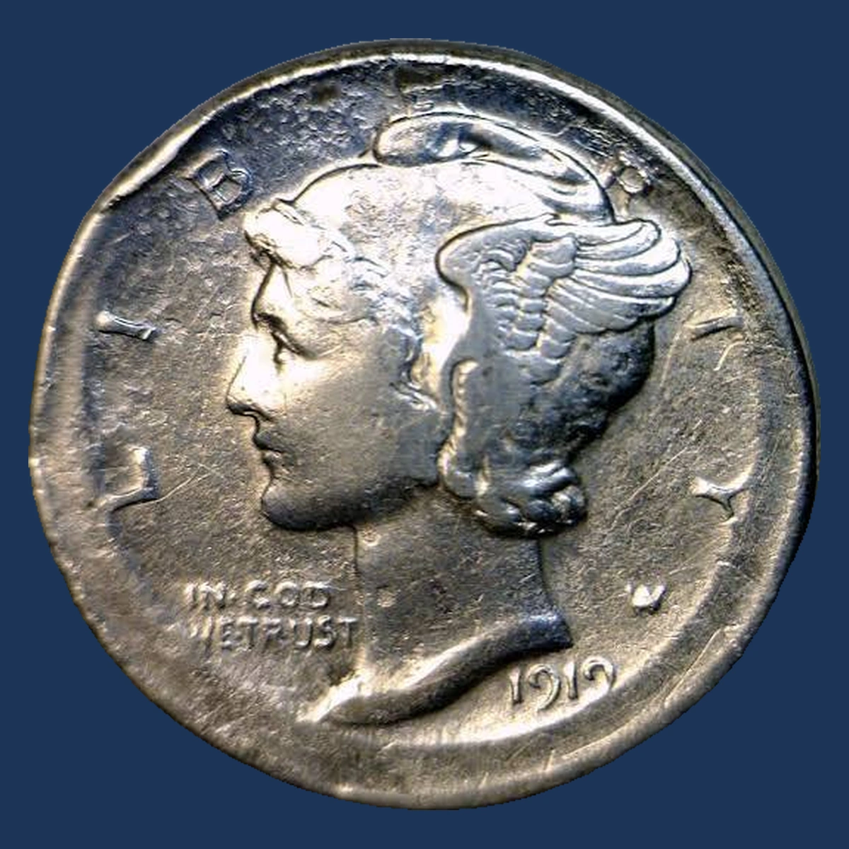 1919 Mercury Dime: Off Center Strike