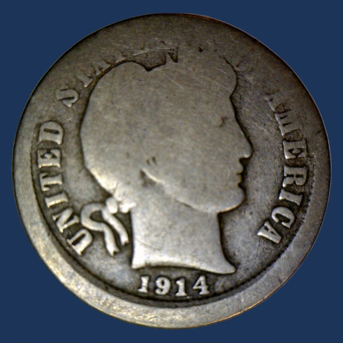 1914 Barber Dime: Off-Center Strike