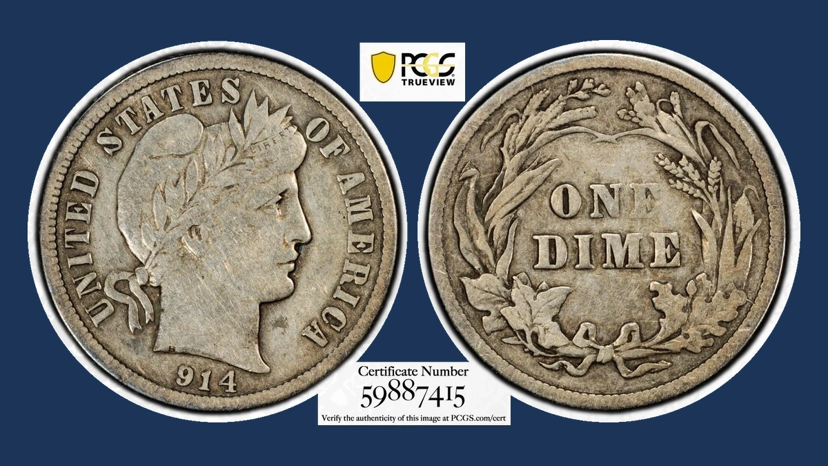 1914 Barber Dime: Struck-Through Error
