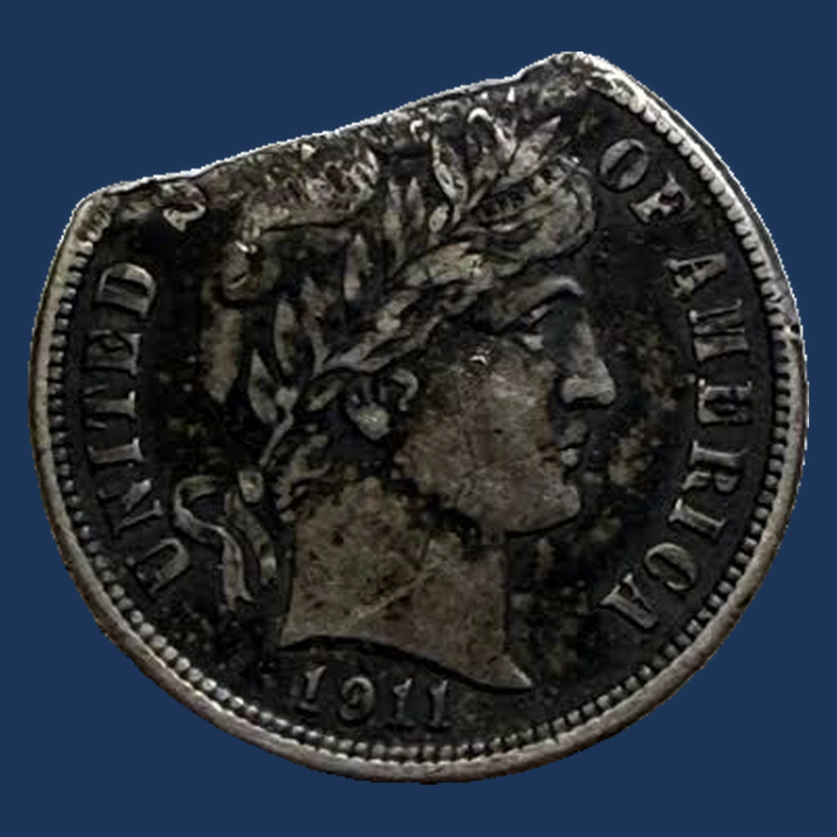 1911 Barber Dime: Clipped Planchet