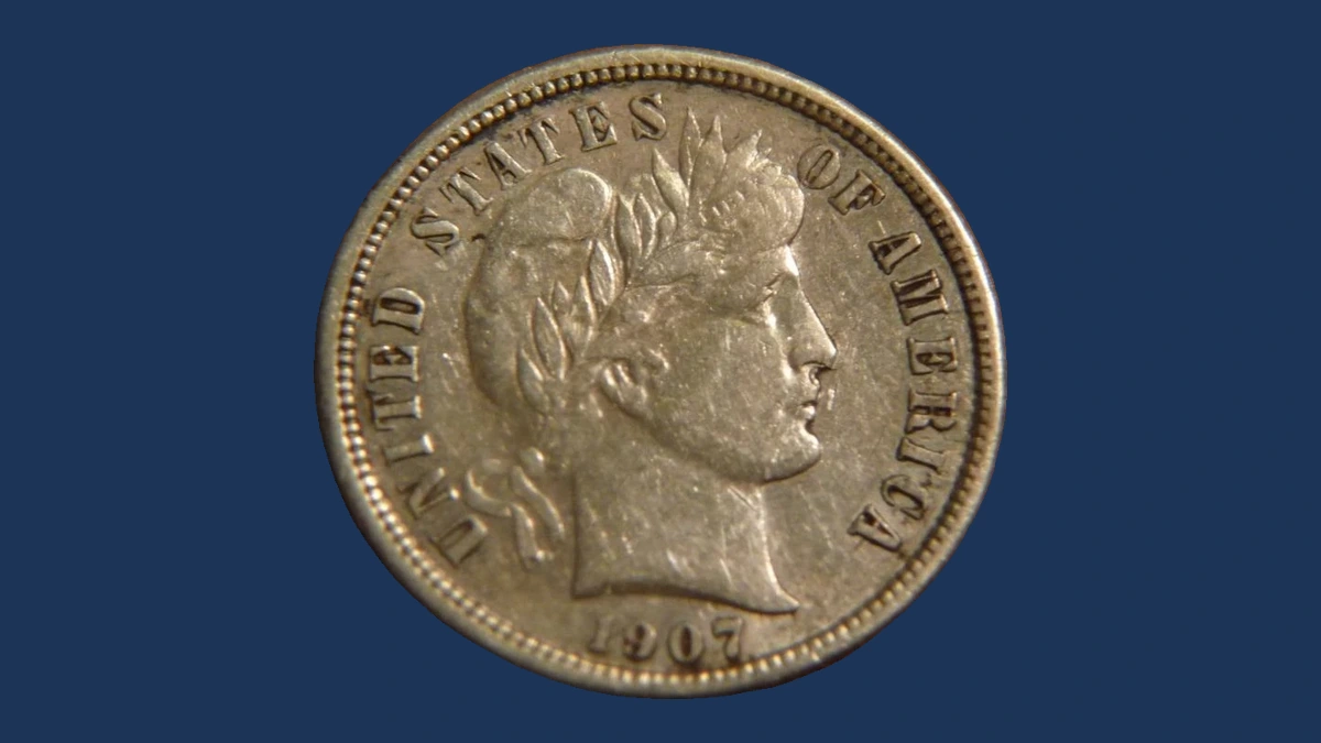 1907 Barber Dime: Die Break / Cud
