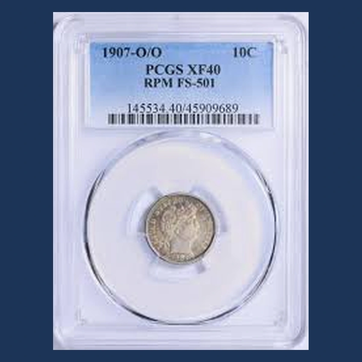 1907 Barber Dime: Repunched Mintmark
