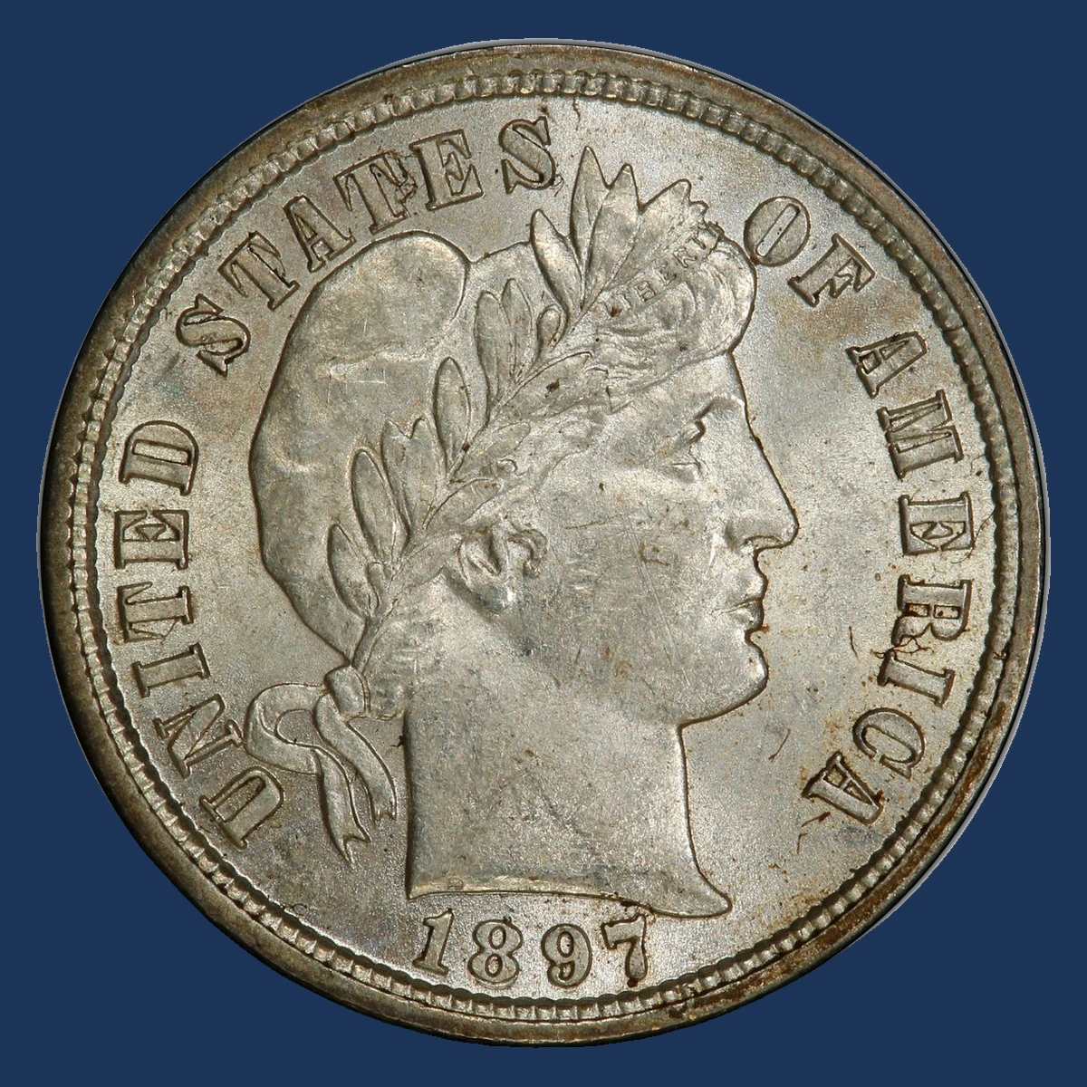 1897 Barber Dime: Repunched Date