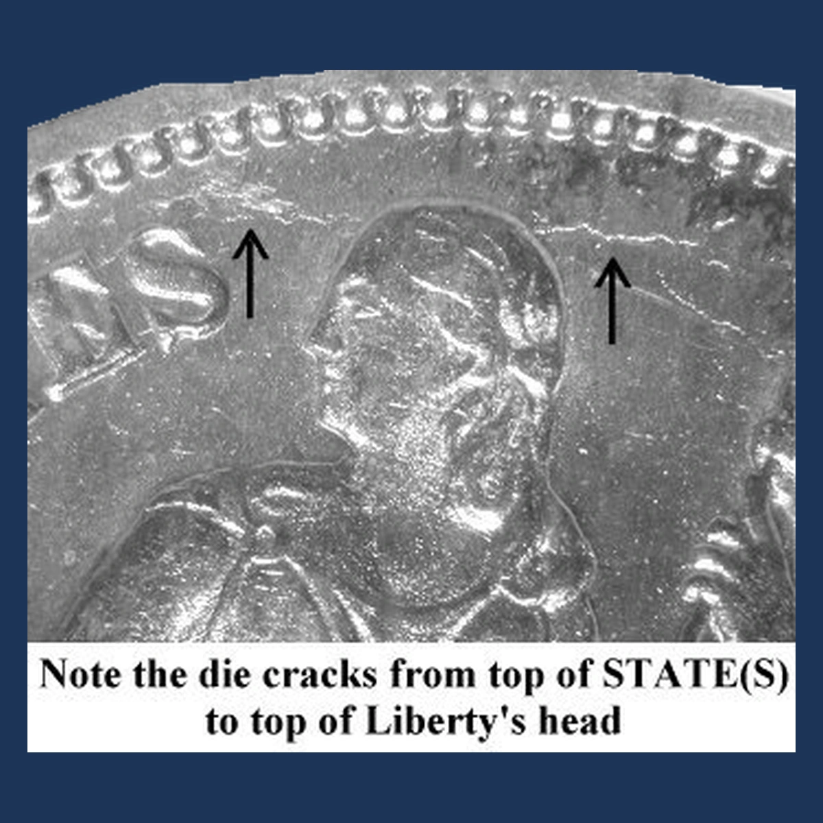 1891 Liberty Seated Dime: Die Crack / Die Chip