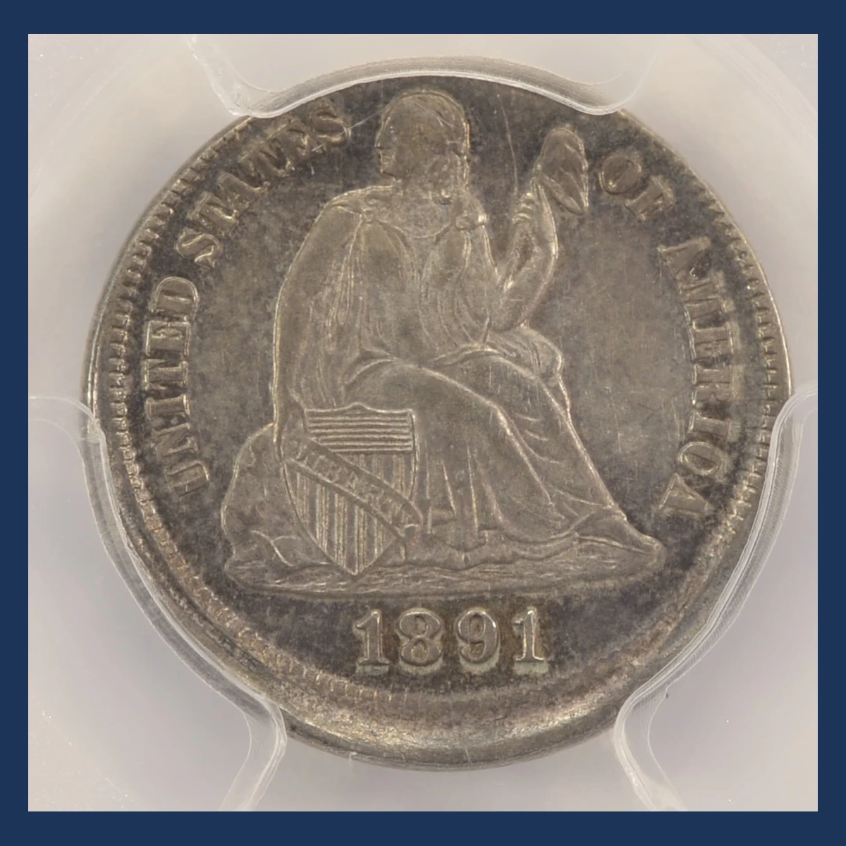 1891 Liberty Seated Dime: Off-Center Strike
