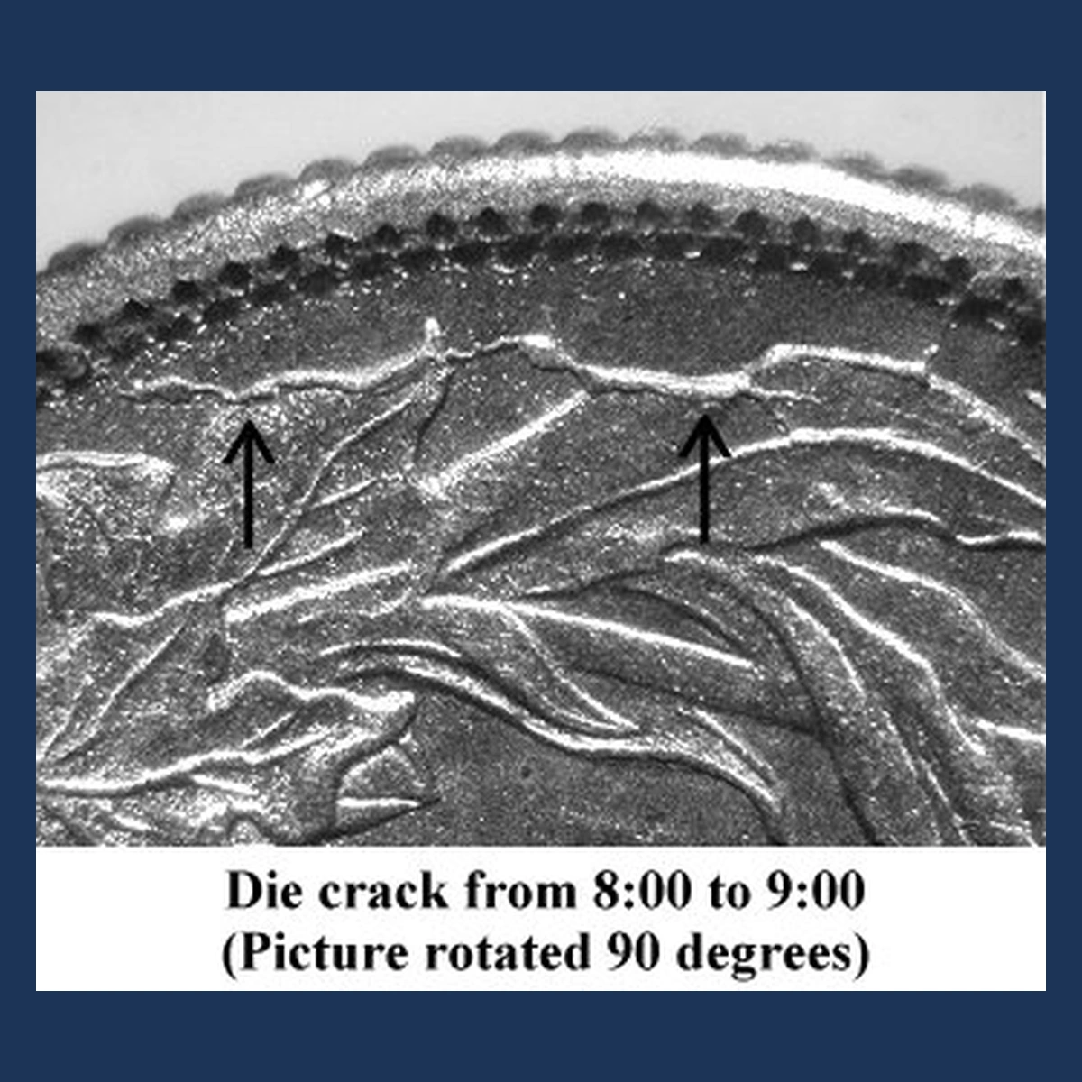 1890 Liberty Seated Dime: Die Crack / Die Chip