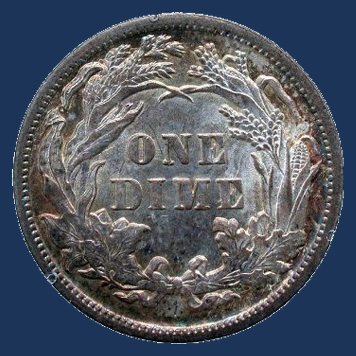 1889 Liberty Seated Dime: Clashed Dies