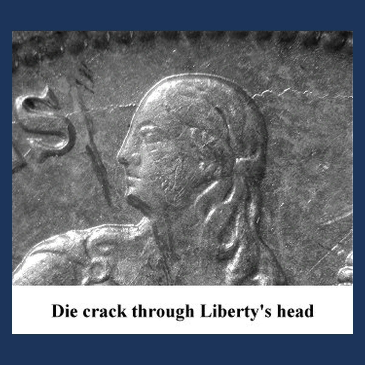1889 Liberty Seated Dime: Die Crack / Die Chip