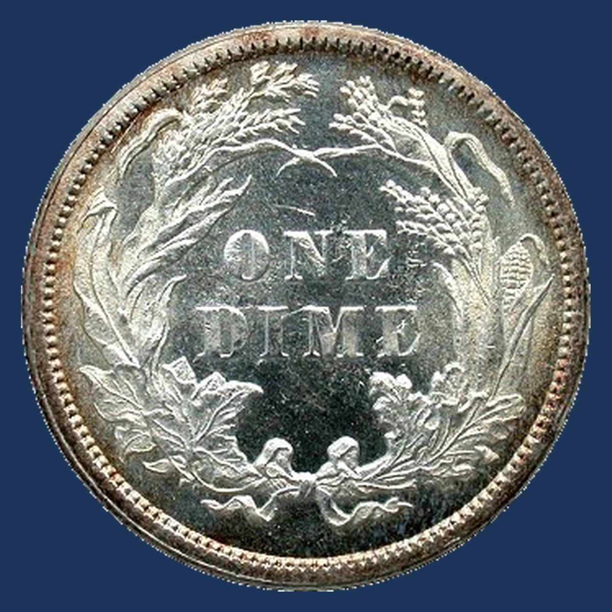 1886 Liberty Seated Dime: Clashed Dies
