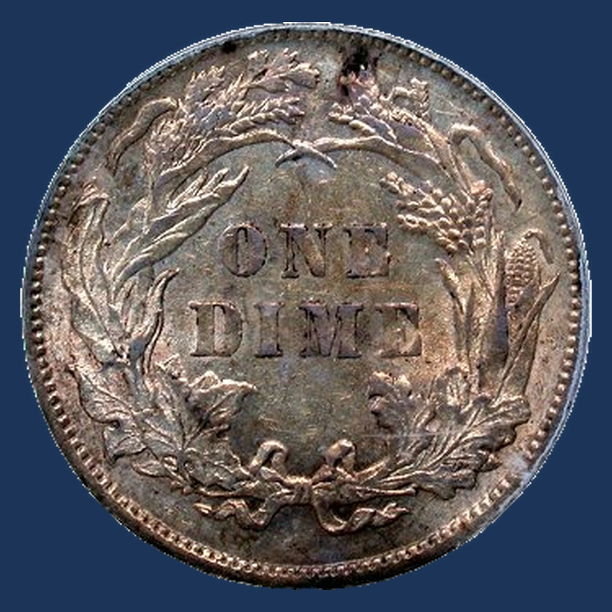 1886 Liberty Seated Dime: Die Crack / Die Chip