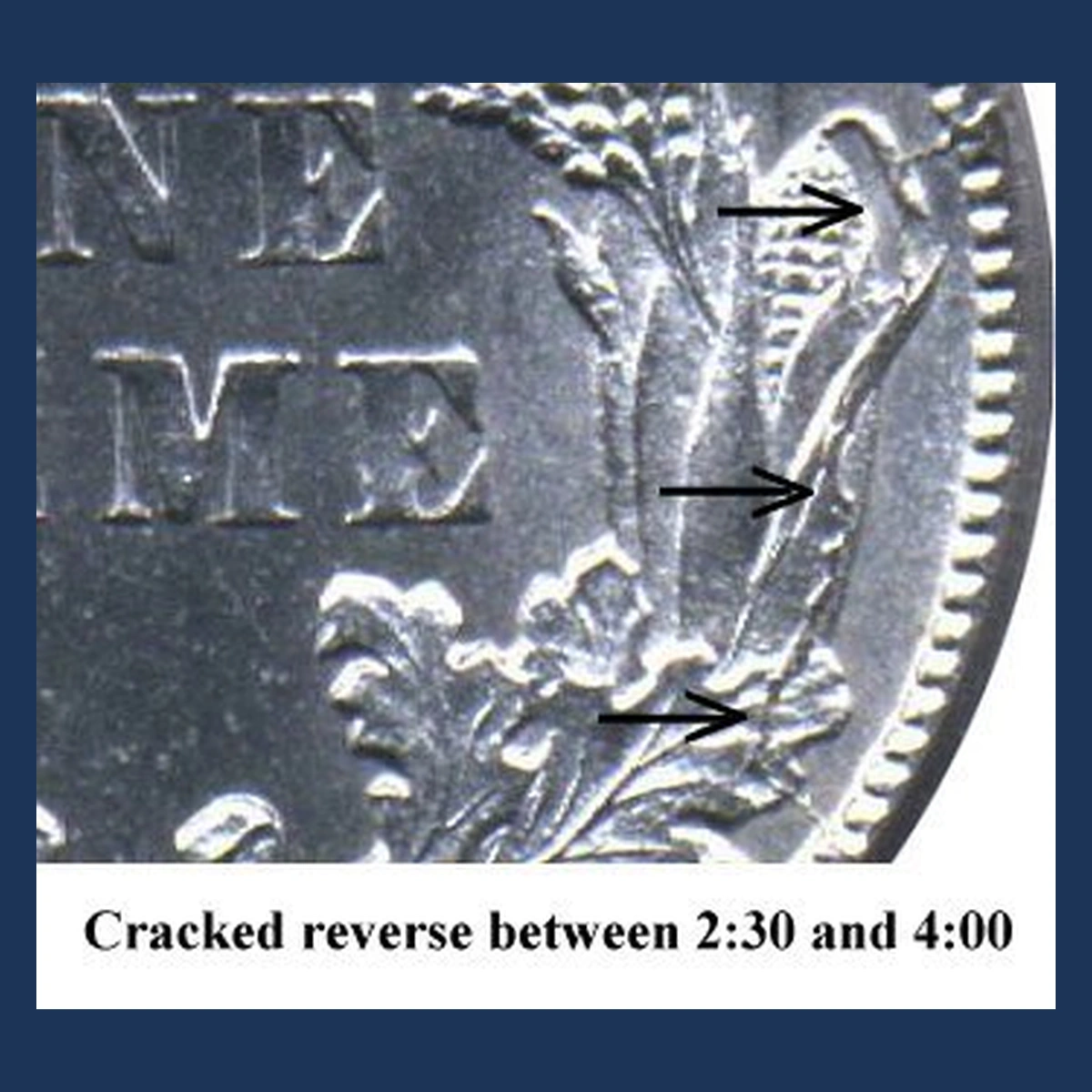 1885 Liberty Seated Dime: Die Crack / Die Chip