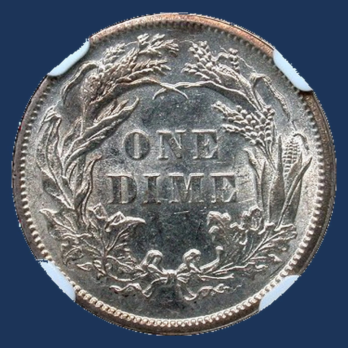1884 Liberty Seated Dime: Clashed Dies