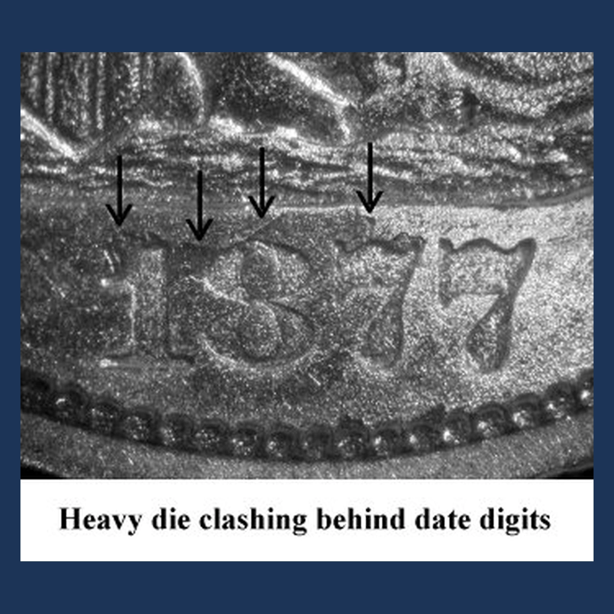 1877 Liberty Seated Dime: Clashed Dies