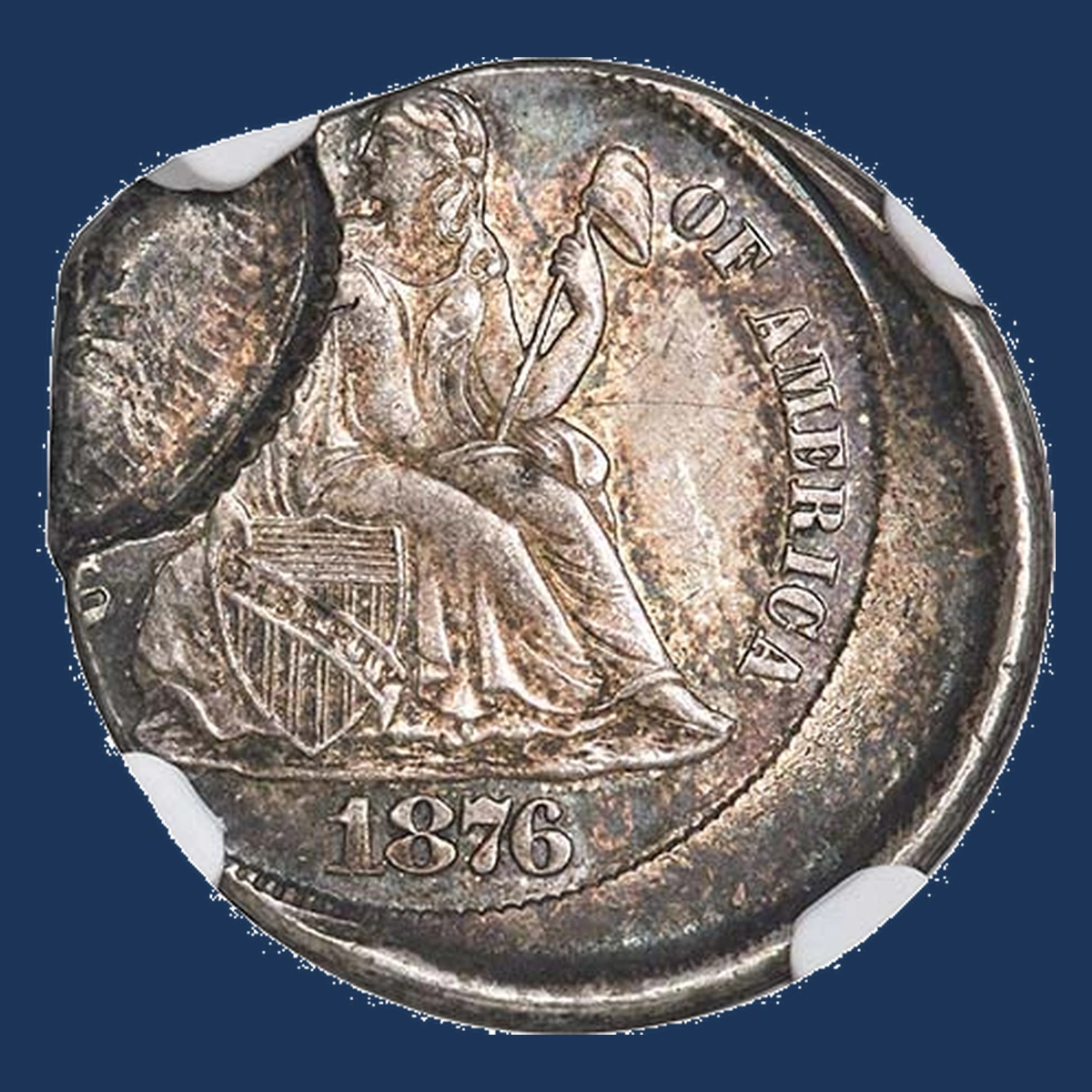 1876 Liberty Seated Dime: Off-Center Strike