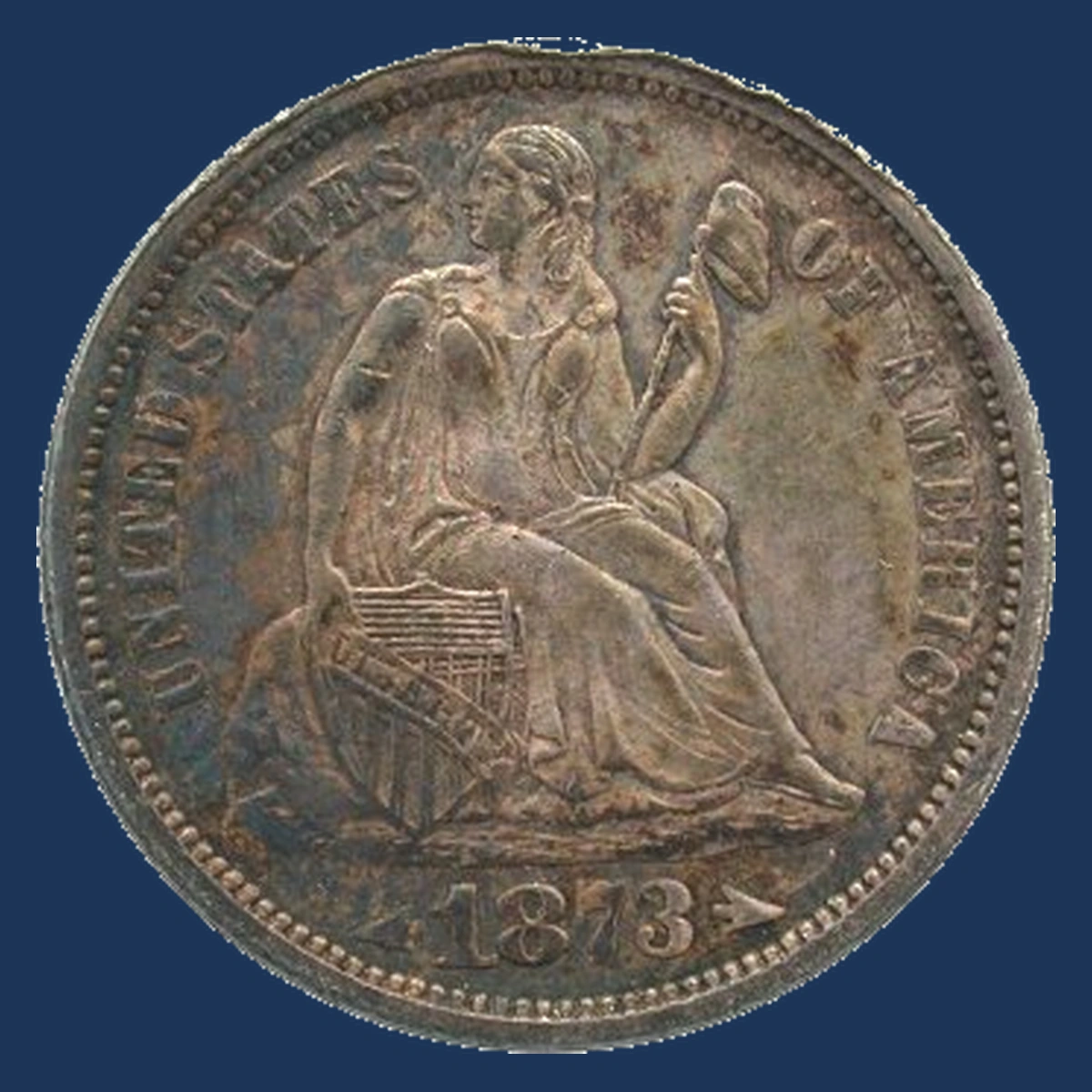 1873 Liberty Seated Dime: Misplaced Date