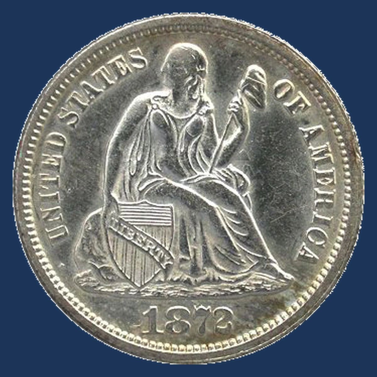 1872 Liberty Seated Dime: Clashed Dies