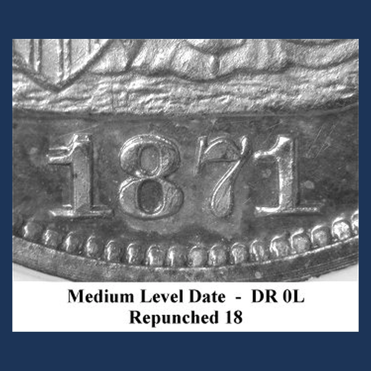 1871 Liberty Seated Dime: Repunched Date