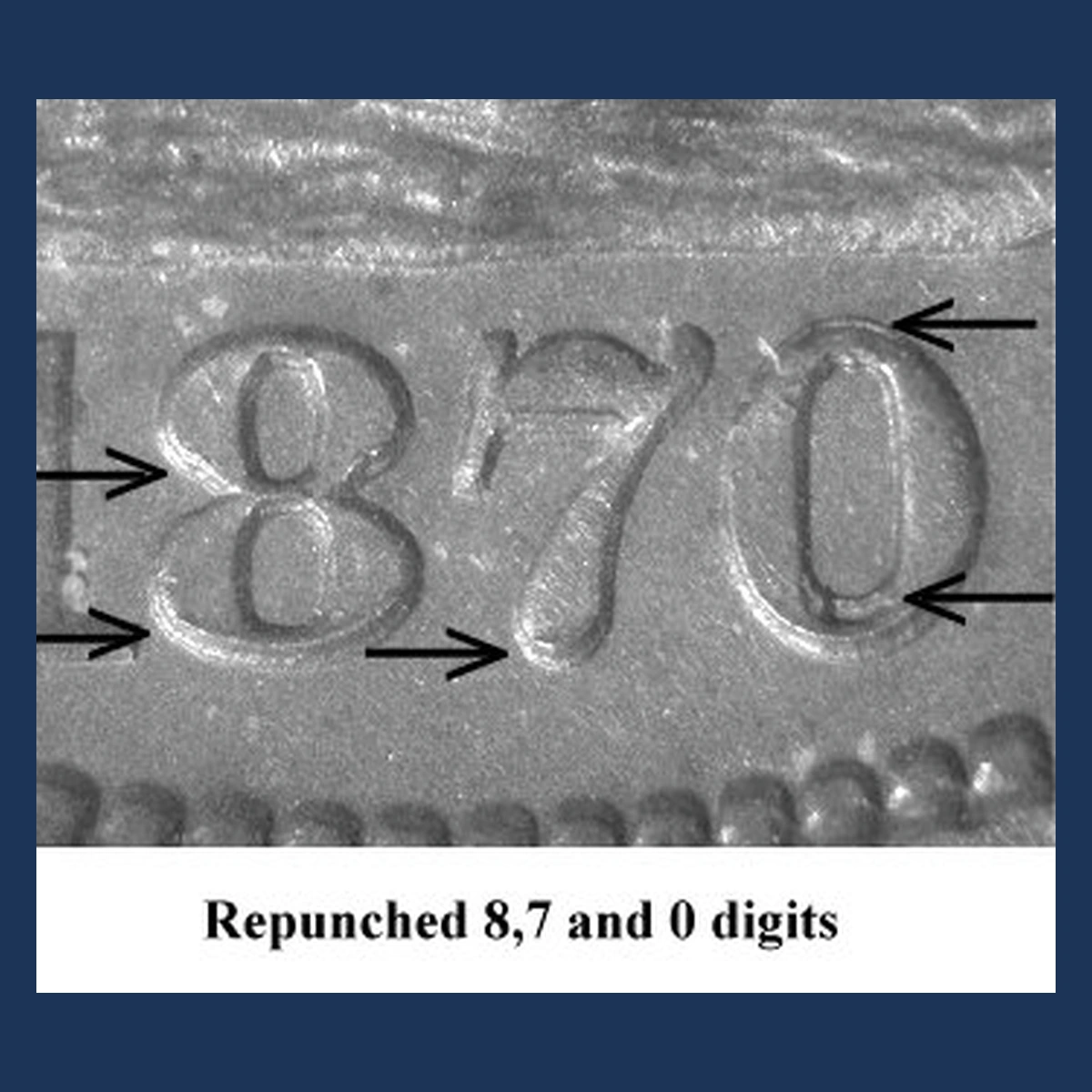 1870 Liberty Seated Dime: Repunched Date