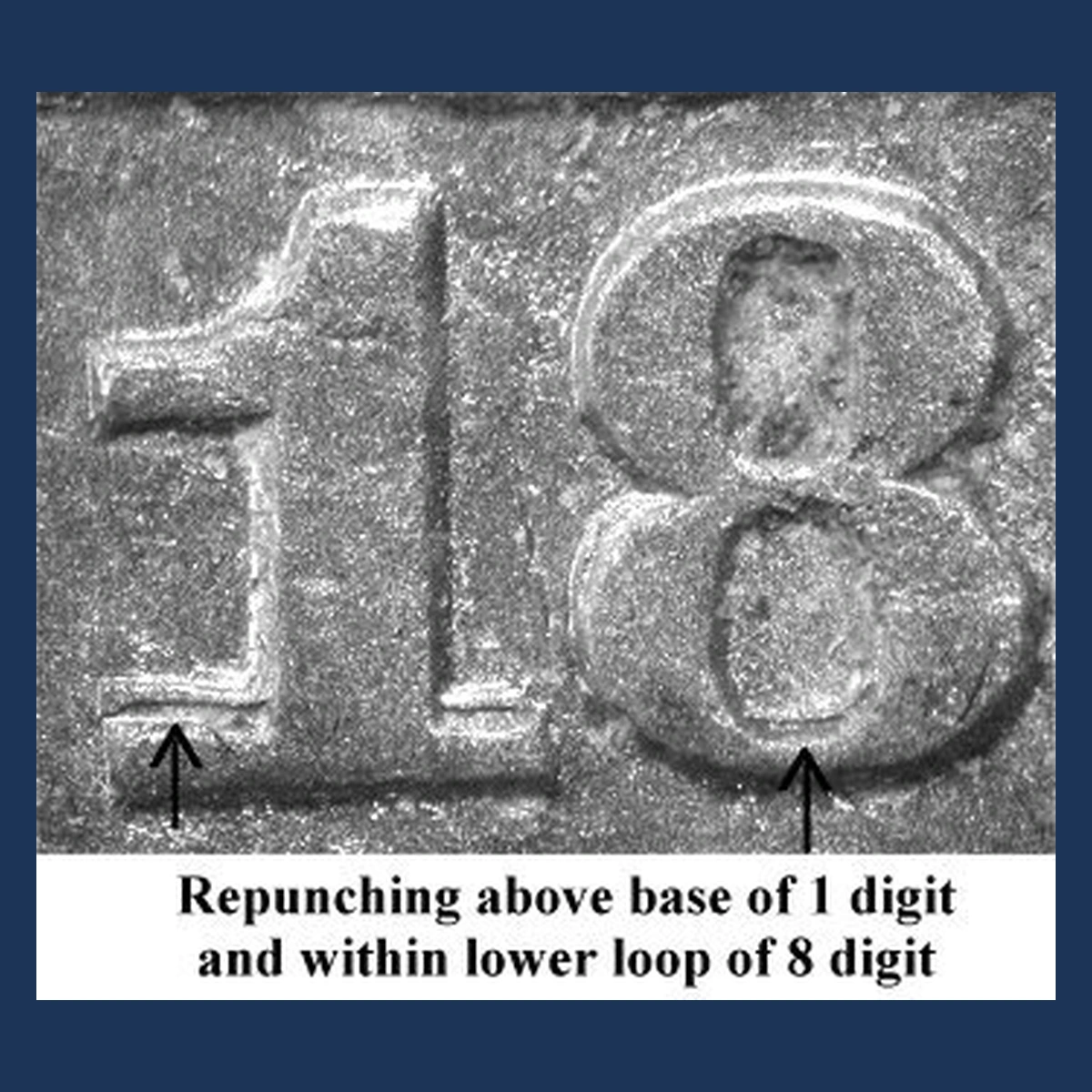 1868 Liberty Seated Dime: Repunched Date