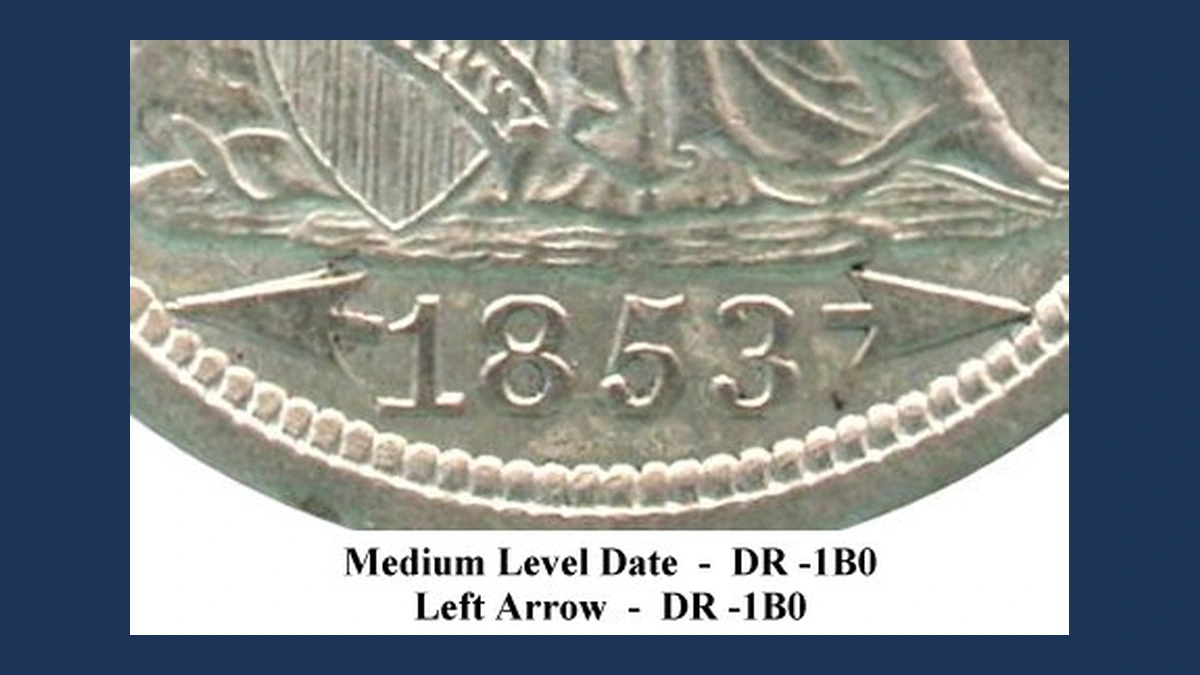 1853 Liberty Seated Dime: Repunched Design