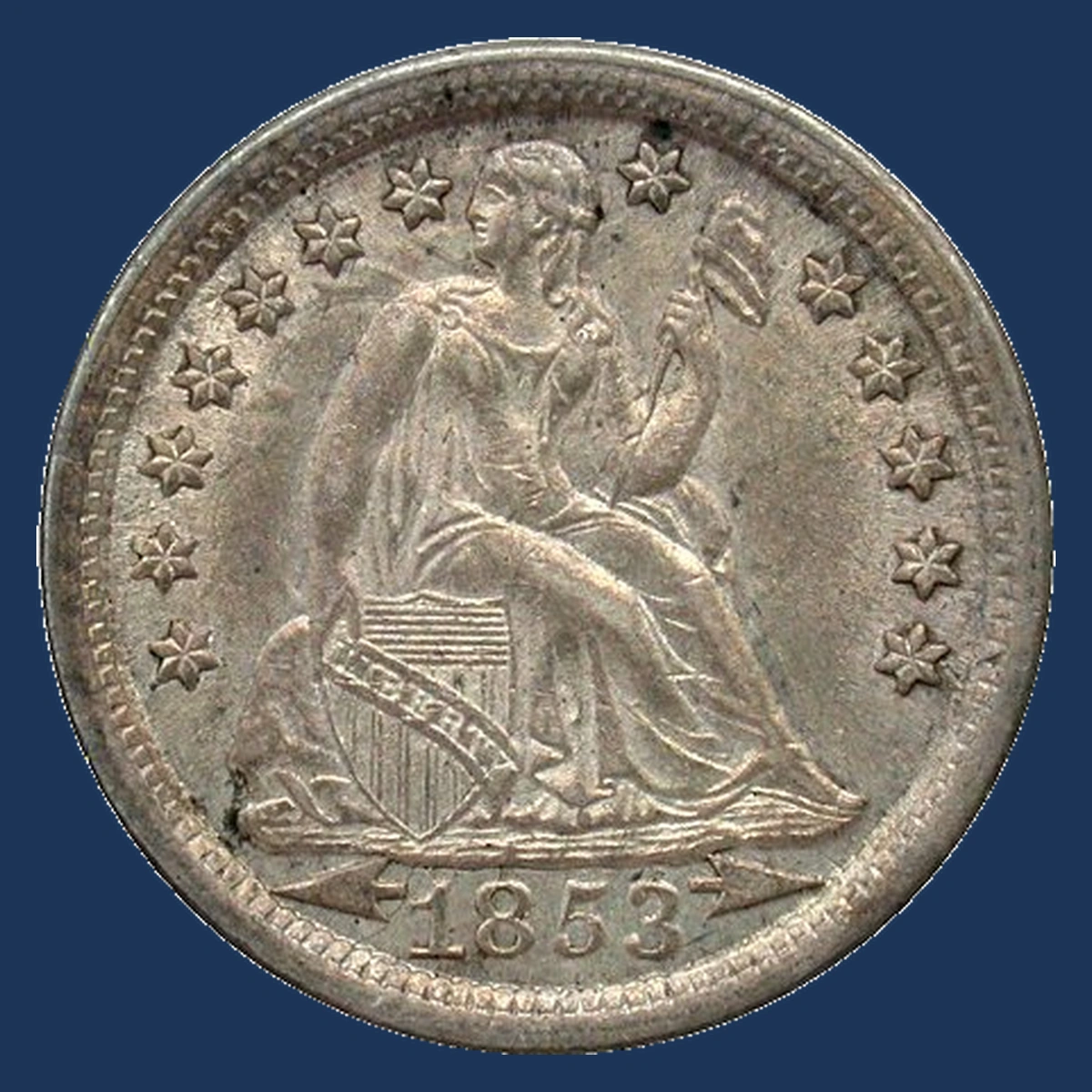 1853 Liberty Seated Dime: Clashed Dies