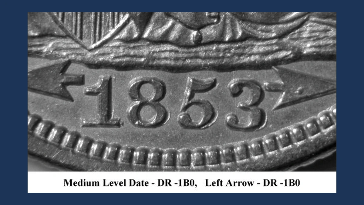 1853 Liberty Seated Dime: Repunched Date