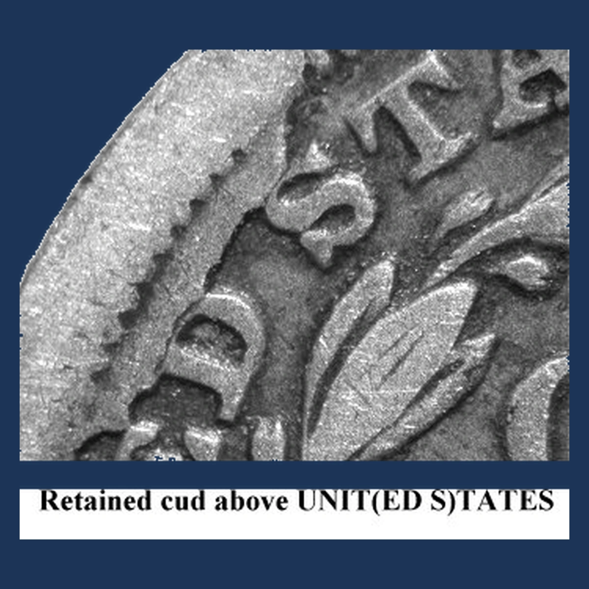 1852 Liberty Seated Dime: Die Break / Cud