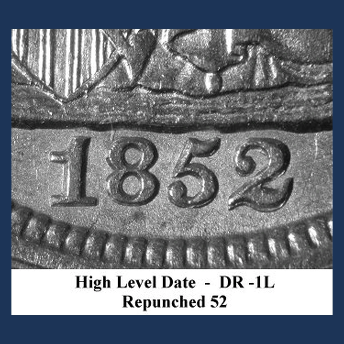 1852 Liberty Seated Dime: Repunched Date
