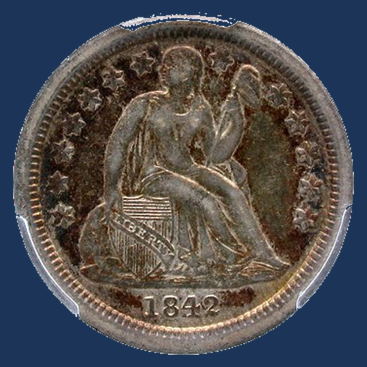 1842 Liberty Seated Dime: Overpolished Die