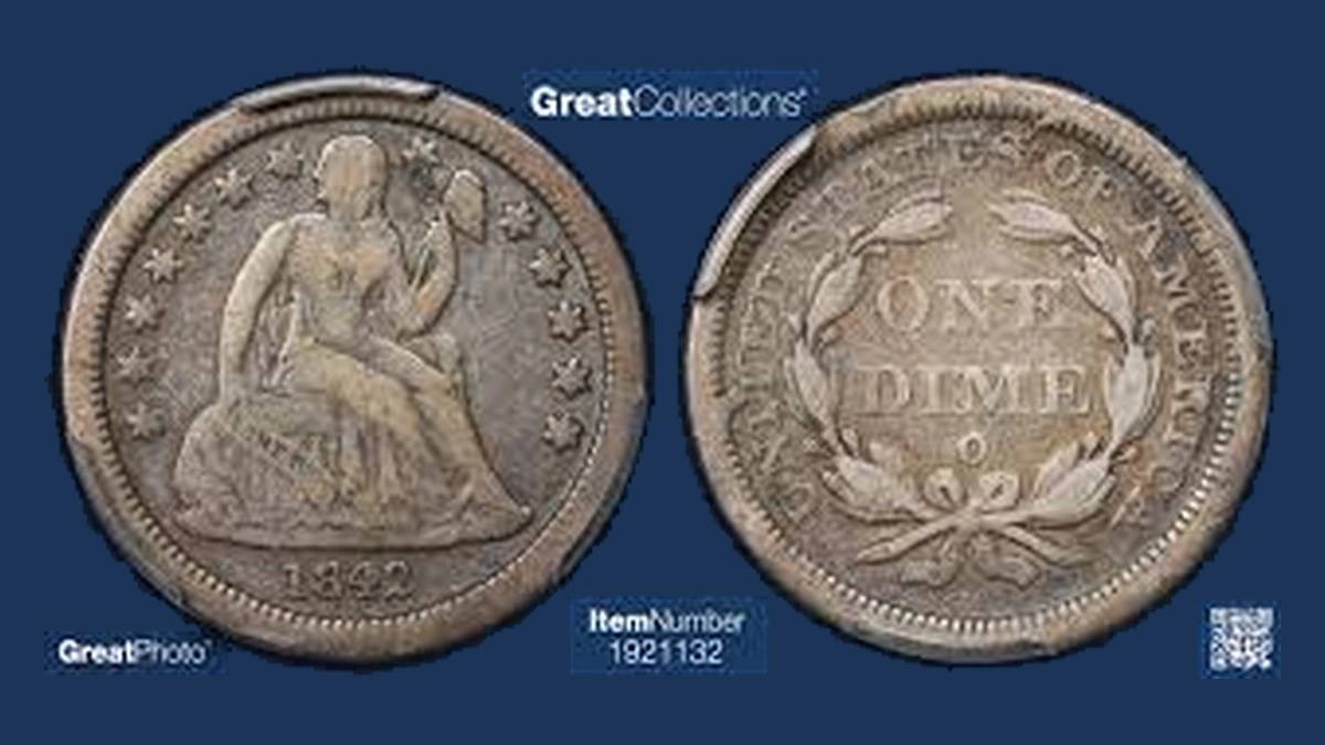1842 Liberty Seated Dime: Die Crack / Die Chip