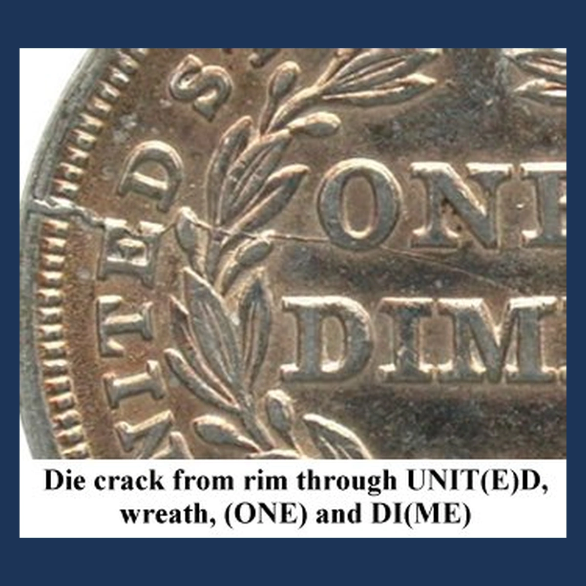 1837 Liberty Seated Dime: Die Crack / Die Chip